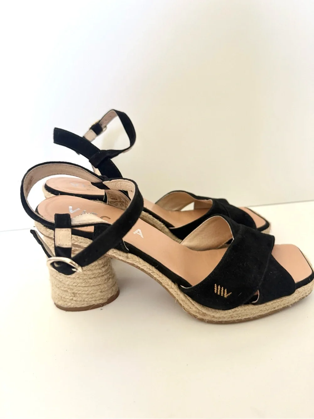 Viscata Xelida Suede Espadrille Sandal Block Heels Platform Suede Size 40 9